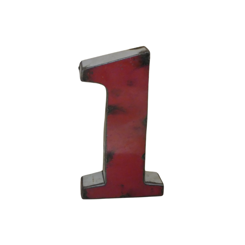 Chiffre en Métal recyclé "1" Hauteur 15 cm