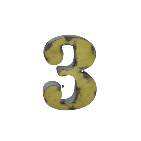 Chiffre en Métal recyclé "3" Hauteur 15 cm(divers coloris)