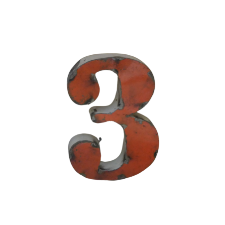 Chiffre en Métal recyclé "3" Hauteur 15 cm(divers coloris)