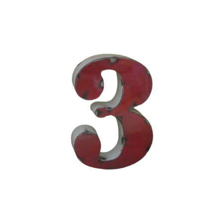 Chiffre en Métal recyclé "3" Hauteur 15 cm(divers coloris)