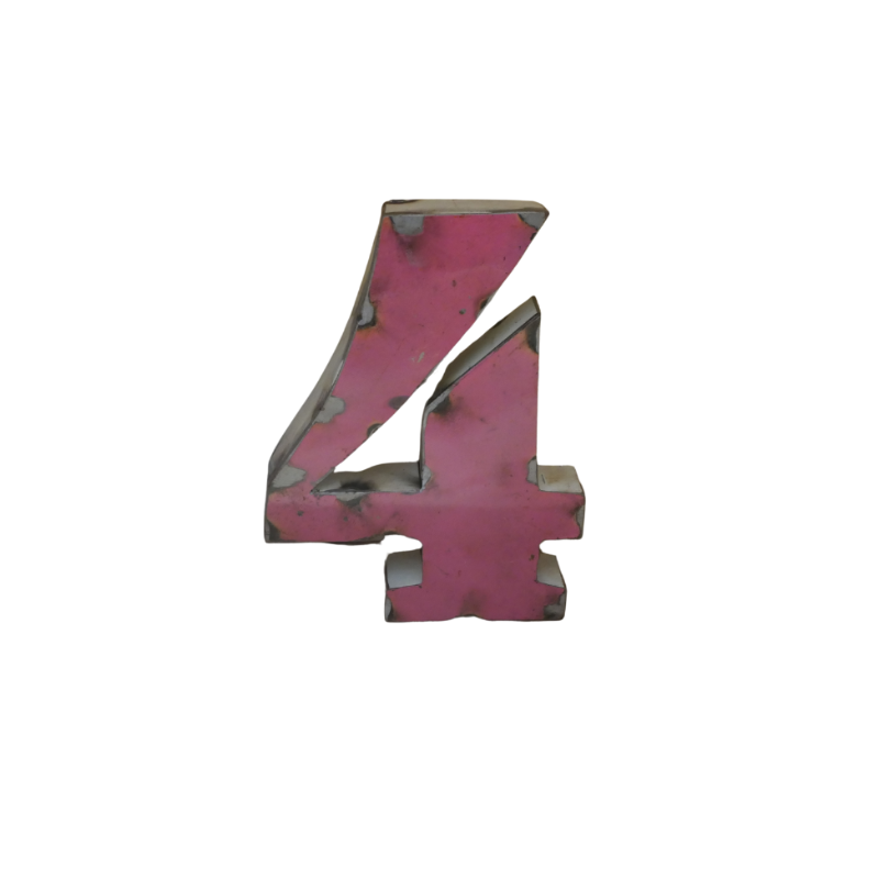 Chiffre en Métal recyclé "4" Hauteur 15 cm