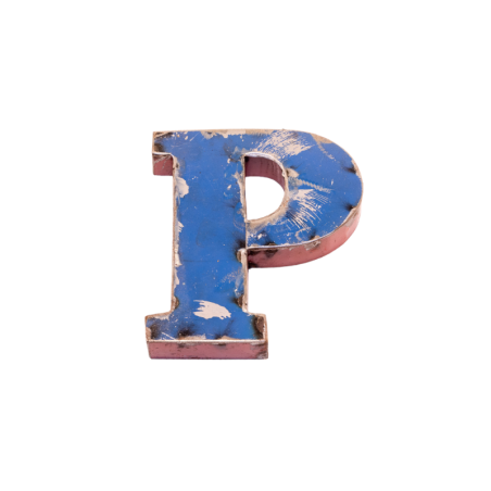 Lettre Métal recyclé "P" Hauteur 15 cm